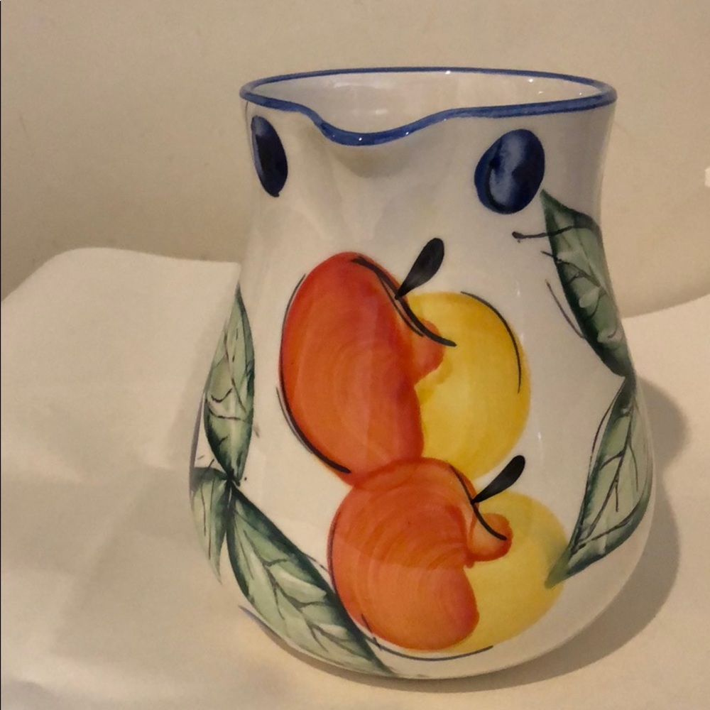 Beautiful Italian ceramic pitcher floral printed